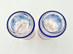 Libbey Red White Blue Lace Pattern Tall Drinking Glasses Set Of 2.