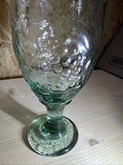 Vintage 80’s Libbey Single Goblet 16 oz Green Stem Orchard Fruit 7″h 3.2″ rim US