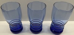 Set of 3 Libbey Bangles Cobalt Blue 16 oz Cooler Glass Tumblers~6.25″~Heavy base