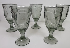 Vtg NORITAKE Sweet Swirl Light Green Iced Tea Glass Goblet 7 3/8″ Set of 5