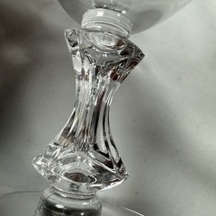 Vintage Pressed Glass Stemware Etched Swirl Sherbet Dessert Sculptural Stem 4.5”