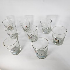 Vtg ORVIS Ned Smith Lot of 8 Glasses Set Ducks Hunting Man Cave Whiskey Cups