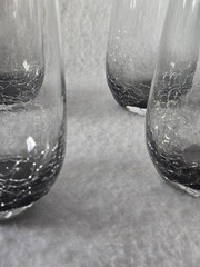 Pier 1 Crackle Highball Tumbler Glasses Smoke Gray 5 7/8″ Discontinued Set of 4