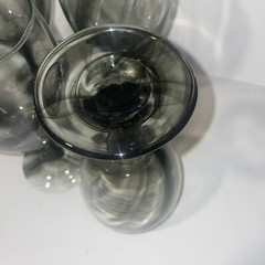 Libbey Vintage Bordeaux Black Gray Smoke Goblet Drinking Water Glass Set of 7