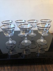 7 Fostoria Sheffield Platinum Rim Sherbet/Dessert/ Champagne Glasses