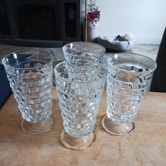 Indiana American glassware Goblet Tumbler Set Of 4 With 4 “iced Tea Glasses”