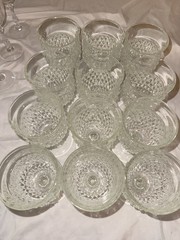 Vintage Indiana Glass Diamond Point clear water goblets