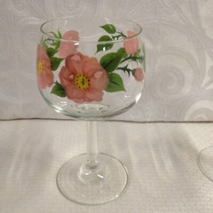 Franciscan Desert Rose 6.5″ H Wine Goblet Glass – Set of 3 – VERY NICE!