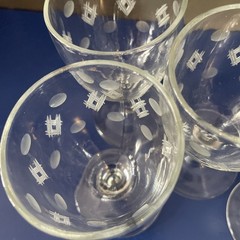 Vintage Criss Cross And Punties Cordial Glasses By Standard Glass set of 5