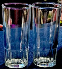 VINTAGE LIBBEY CRISA Clear Glass Bottom Panel Octagon Set Of 2