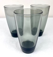 3 Vtg. Libbey Classic Smoke 18oz Glasses MCM Barware Tumbler Drinkware