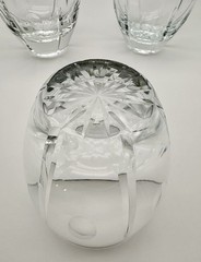 Stunning Block Crystal Cut Glass Old Fashioned Rocks Whiskey Tumblers Dots