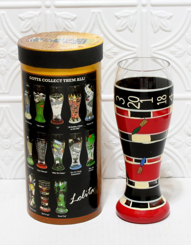 Lolita Gotta Love Beer Pilsner Collection Glass «Bull’s-Eye» Hand Painted W/Box