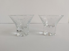 Pukeberg Sweden Art Glass Martini Glasses Set 2 Textured Clear Cocktail Cups