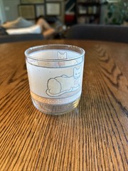 Libbey White Cat Juice Glass Vintage Rare 3.25”