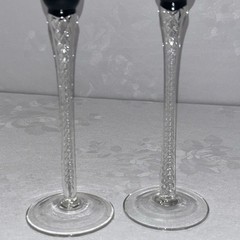 2 Vintage Trelleborg Sweden Air Twist Stem 9“ Cordial Crystal Grappa Glasses