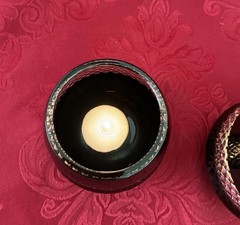 NIB FLAWLESS Glass WATERFORD J ROCHA HUNGARY Pair BLACK Crystal TUMBLERS VOTIVES