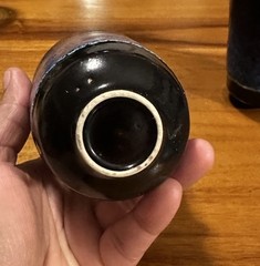 Set of 2 Blue Black Ceramic Art Pottery Tumblers Round Drinking Cups