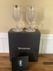 Waterford “Book of Kells” Pair of Crystal Irish Coffee Mugs 6 1/2” 8oz w/Box