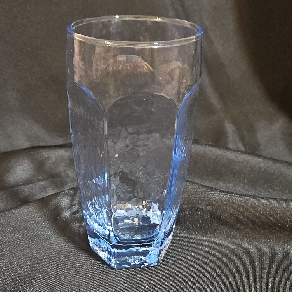 Libbey CHIVALRY BLUE Heavy Textured 16 OZ Drinking Glass Cooler Tumbler