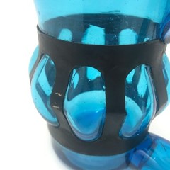 Vtg MCM BEER TANKARD Cobalt Blue Brutalist Fused Caged Glass Felipe Derflingher