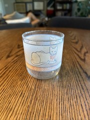 Libbey White Cat Juice Glass Vintage Rare 3.25”
