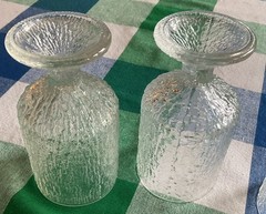 Set 4 Vintage Indiana Glass Crystal Ice Tree Bark Footed Water Highball Goblet