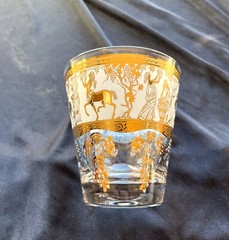MCM Gold Tapered Cocktail Glass W/ Centaurs and Greek Roman Goddess