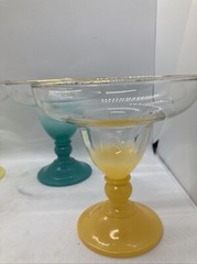 (4) West Virginia BLENDO Pastel Frosted Ombre Margarita Dessert Cocktail Glasses