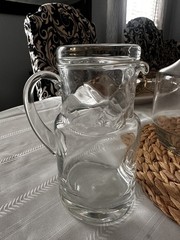 Vintage Krosno Poland Handmade Optic Swirl Glass Bedside Tumble Up Caraf Pitcher