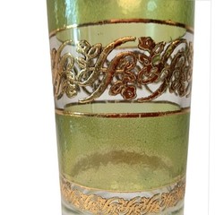 Culver Starlyte Highball Glasses Green Clear 22K Gold Three 5.5″ X 2.5″ VTG MCM