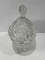 Vtg Avitra Clear Crystal Frosted Rose Leaves Rose Garden Collection Candy Dish