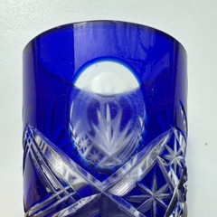 Cobalt Blue Cut Glass Tumbler Glass with Glossy Finish Decorative Drinkware