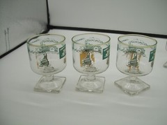 Vintage Libbey Southern Comfort Riverboat Steamboat Set Of 5 Footed Glasses