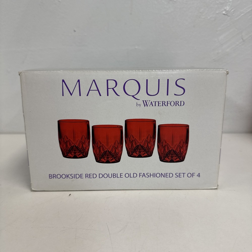 Set of 4 Waterford Crystal Marquis Brookside Red Double Old-fashioned NEW SEALED