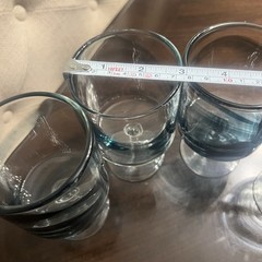 Blue Smoke Crystal Wine Glasses Barrel Bowl Clear Short Stem Hand Blown 5″ Tall