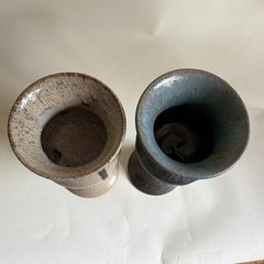 Vintage Brubeck Studio Art Pottery Goblets Chalices Set of 2 Signed Wedding MCM