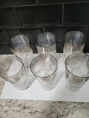 RARE Ombre Crystal PINWHEEL Star Highball Glass Set Of 6 No Flaws/chips