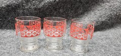 3 Vintage Libbey Drinking Glasses Red Wavey Circles Juice Size Bar Retro