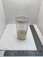 Vintage signed Culver Devon White Grid 22k Highball Glass 68-1046S