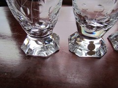 VTG Nachtmann Crystal Footed Tumblers Set 4 Hand Cut Stars Germany Bleikristall