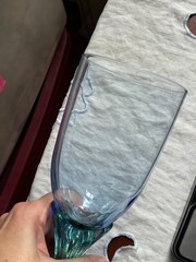 BORMIOLI ROCCO ITALY 2 BAHIA BLUE & GREEN ICED TEA GOBLETS GLASSES 7.5″ H