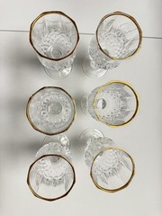 Cristal D Arques Longchamp Gold Rim Crystal Wine Glasses 6 1/2″ Set of 6 France