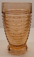 Anchor Hocking MANHATTAN PINK Depression Glass Footed Horizontal Ribbed Tumbler