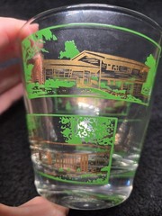 Vintage MCM Green Gold Architectural Rocks Glasses Set of 5 Old Fashioned