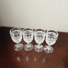 4 Vintage Crystal Cordial Shot Glasses Crystal d’Adriana Luna Pattern 3.5″