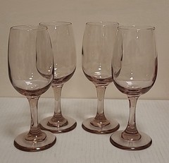 VINTAGE LIBBEY Premier PINK 7 1/8″ Stemmed Wine Glasses Water Goblets SET of 4
