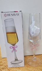 Runway Brand Crystal Champagne Flute with Bow on Handle