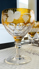 72-Piece Bohemian Crystal Water, Champs, Bowl & Plate Set w/Grapevine Motif