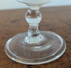 Antique c. 1760 Georgian 18th Century Engraved Wine Cup Cordial Glass 3 3/4″